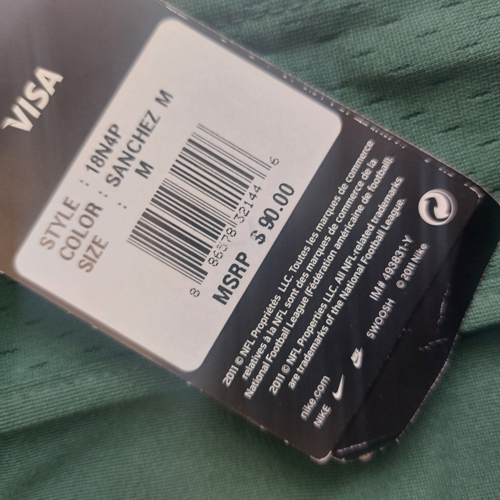 Nike New York Jets Jersey Youth Size M (10/12) Mark Sanchez #6 On Field Green - Picture 5 of 9